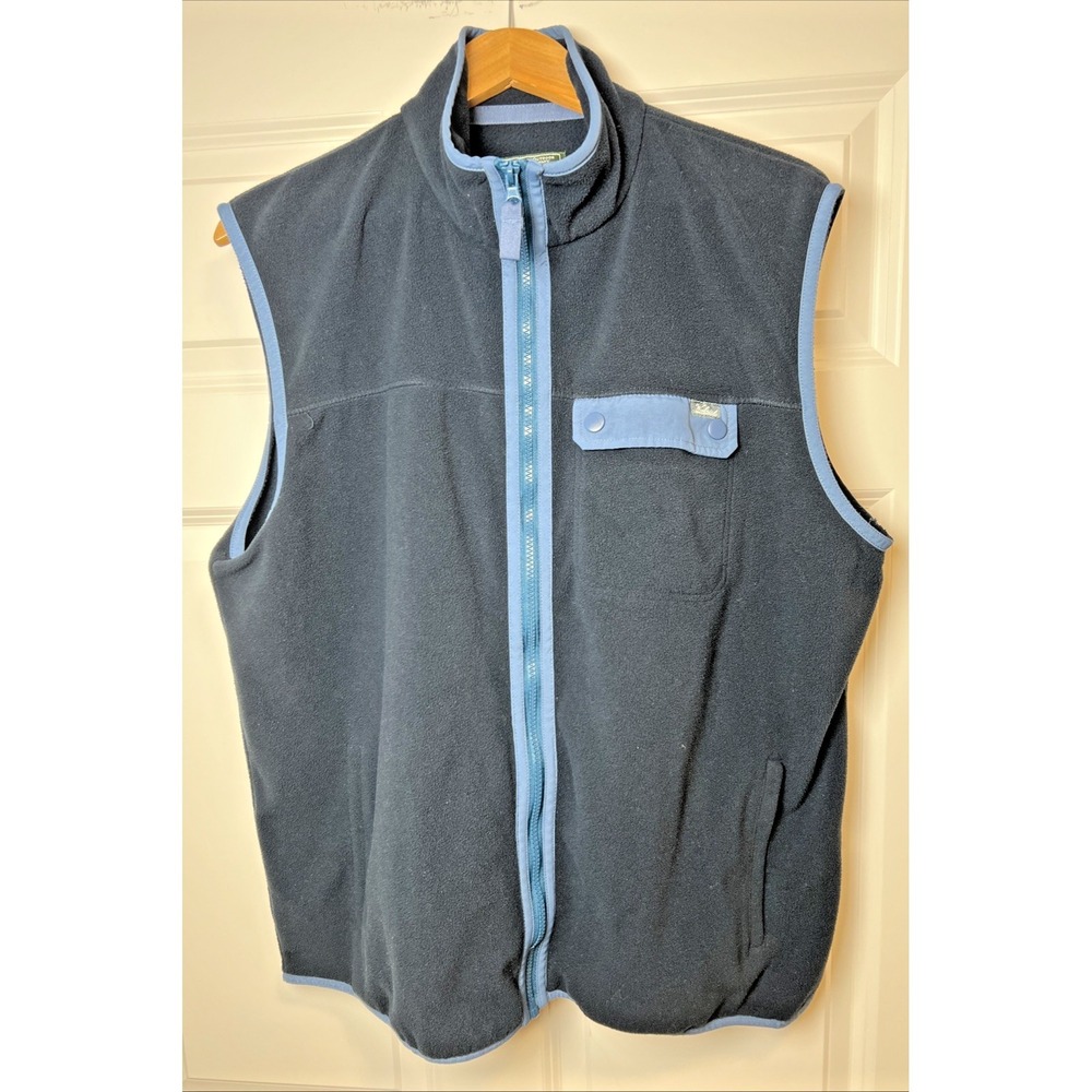Woolrich Men's XL Vintage 90s Outdoor Vest Blue Nylon Trim Mesh Pockets Full Zip